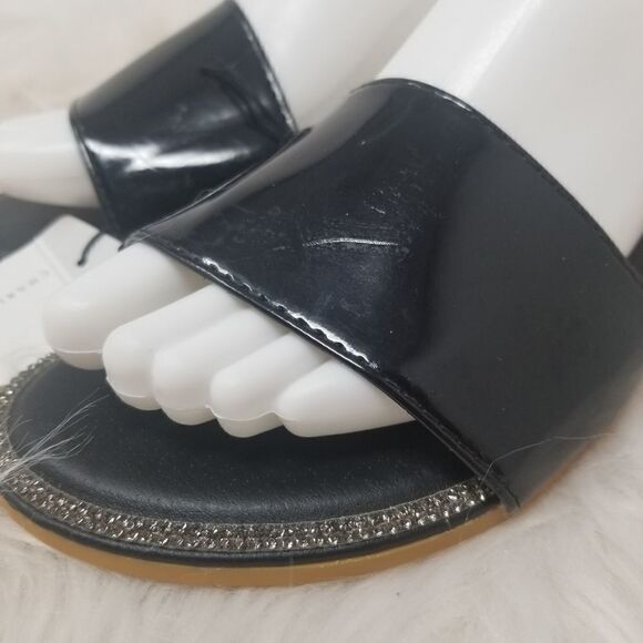 Charles Albert BLACK Shiny Slides. SIZE 8 - Picture 5 of 10